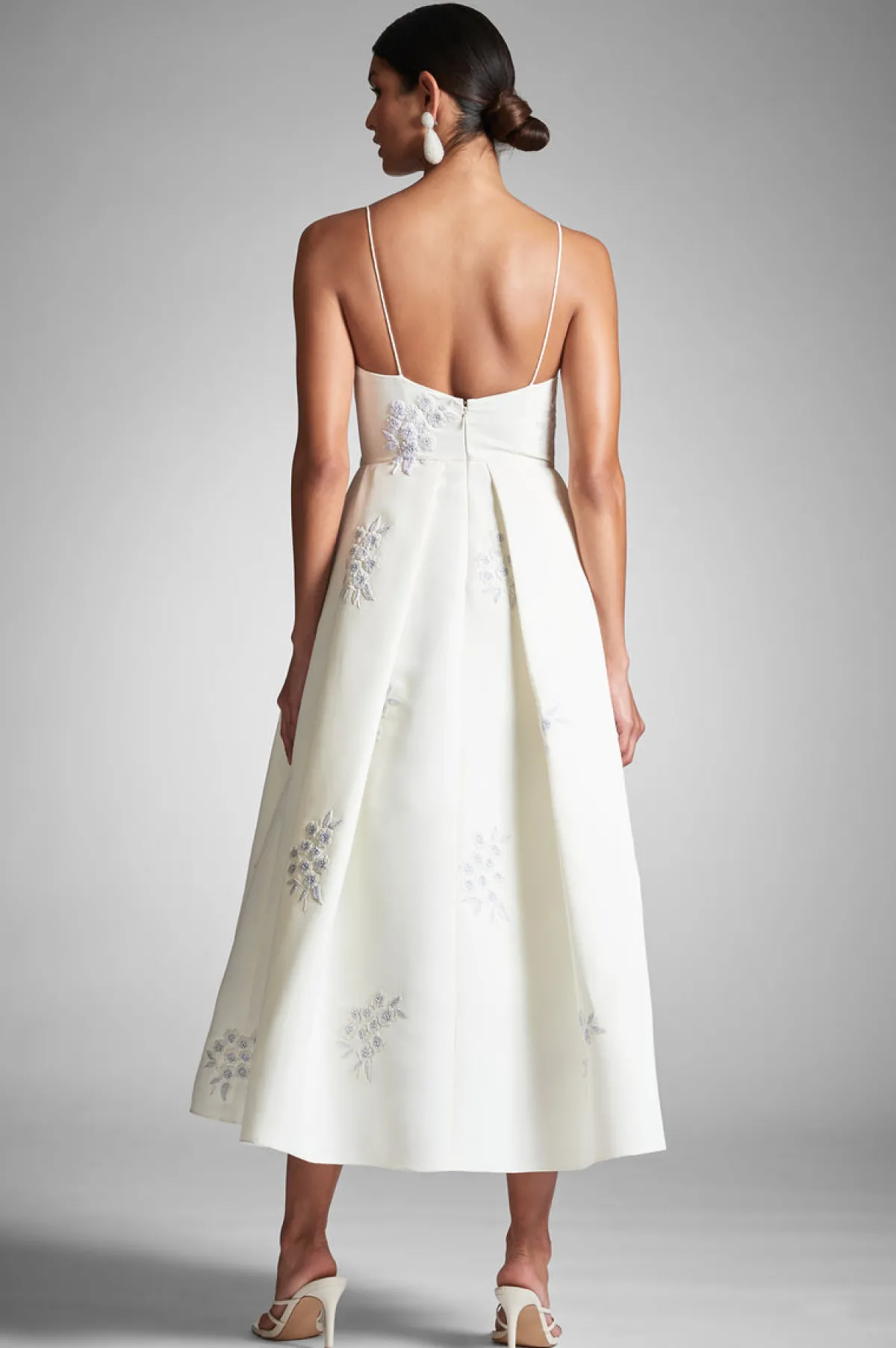 Shop Audra Dress - Ivory/Embroidered Floral Tea Length | Bridal Shower