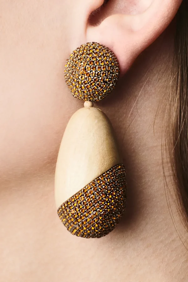 Best Sale Christina Earrings - Wood / Crystals Earrings