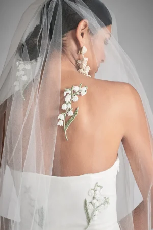 Flash Sale Damira Veil - White/Embroidered Floral Bridal Separates