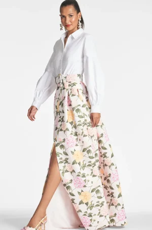 Hot Florence Gown - White/Pink Lemonade Bouquet Winter | Black-Tie