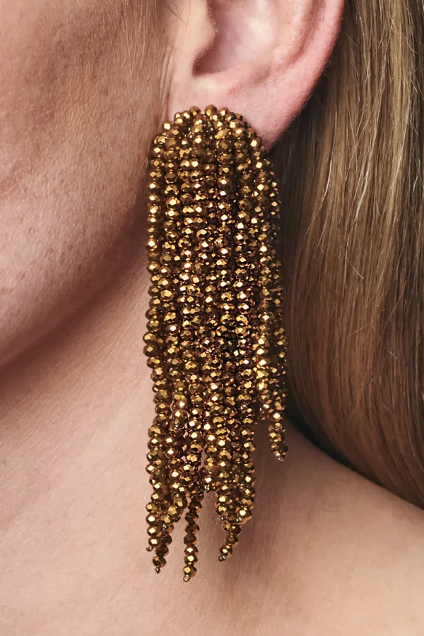 Fashion Fountain Earrings - Metallic Faceted Beads Earrings