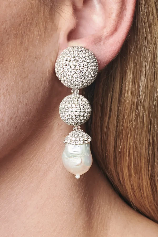 Outlet Maribel Earrings - Crystals / Baroque Pearl Earrings